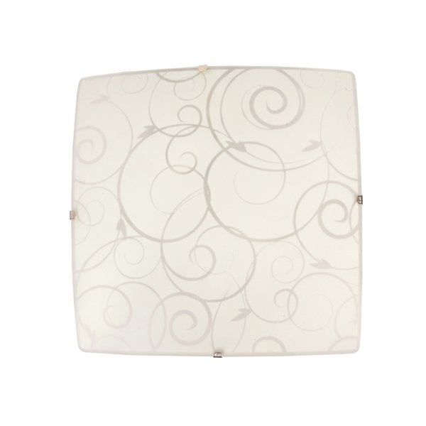 Simple Designs Square Flushmount Ceiling Light with Scroll Swirl Design FM3001-WHT